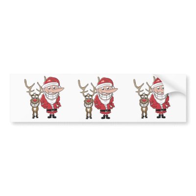 Funny Cartoon Santa and Rudolph bumper stickers