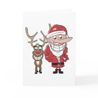 Funny Cartoon Santa and Rudolph card