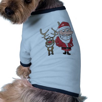 Funny Cartoon Santa and Rudolph pet clothing