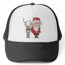 Funny Cartoon Santa and Rudolph Hats
