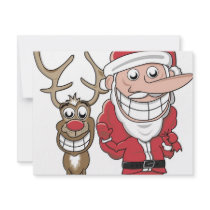 Funny Cartoon Santa and Rudolph invitations