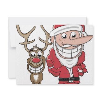 Funny Cartoon Santa and Rudolph invitation