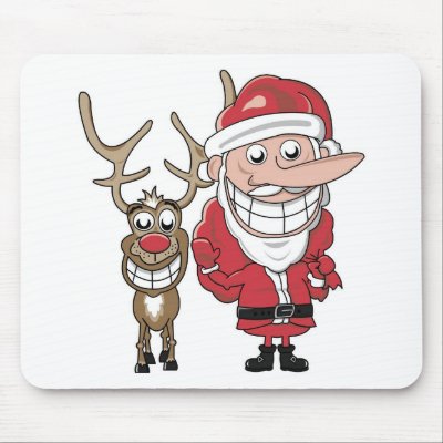 Funny Cartoon Santa and Rudolph mousepads
