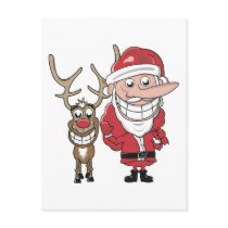 Funny Cartoon Santa and Rudolph postcards