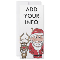 Funny Cartoon Santa and Rudolph Rack Card Design