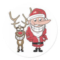 Funny Cartoon Santa and Rudolph stickers by holiday_cheers Funny Cartoon Santa and Rudolph stickers