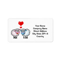 Funny cartoon sheeps, Wedding couple Custom Address Label