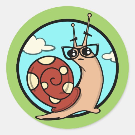 FUNNY CARTOON SNAIL WITH GLASSES ROUND STICKERS Zazzle