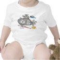 Funny Cartoon Submarine Fishes Baby  t-shirts