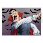 Funny Cartoon Vampire with Bats by Al Rio Greeting Card