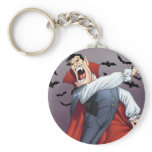 Funny Cartoon Vampire with Bats by Al Rio Key Chain