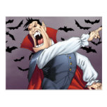 Funny Cartoon Vampire with Bats by Al Rio Postcards