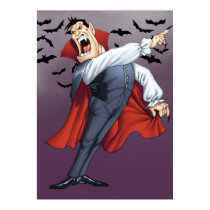 Funny Cartoon Vampire with Bats by Al Rio Poster