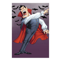 Funny Cartoon Vampire with Bats by Al Rio Poster