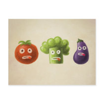 Funny Cartoon Vegetables postcards