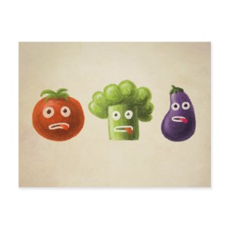 Funny Cartoon Vegetables Post Card