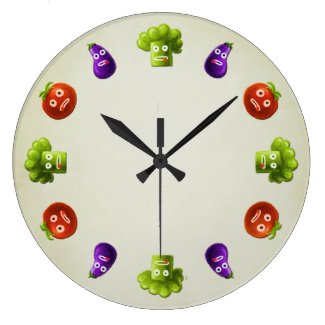 Funny Cartoon Vegetables Wall Clock
