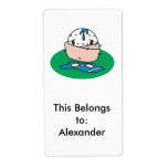 funny cartoon wet golfball wrapped in towel labels