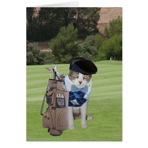 Funny Cat Golfer Birthday Card Zazzle