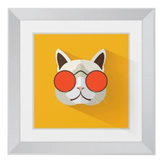 Funny Cat Icon With Glasses Panel Wall Art