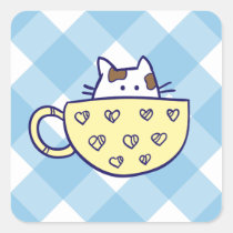 Funny cat in cup sticker stickers