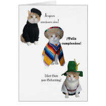 Funny Cat/Kitty Happy Birthday in Six Languages cards