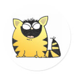 Funny cat laugh round sticker