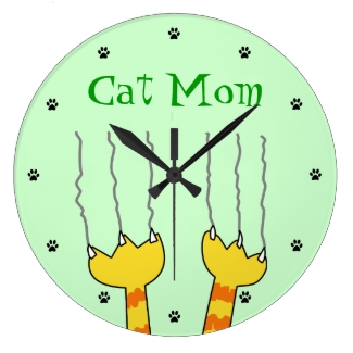 Funny Cat Mom Scratches Whimsical Cat Lover Clock