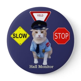Funny Cat Officer/Hall Monitor Button