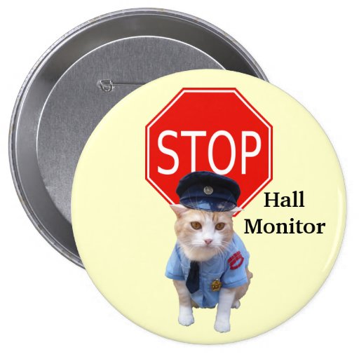Funny Cat Officer/Hall Monitor Pinback Buttons Zazzle