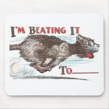 Funny Cat on the Run Mouse Pads
