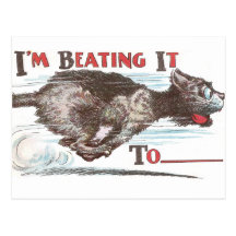 Funny Cat on the Run Post Cards