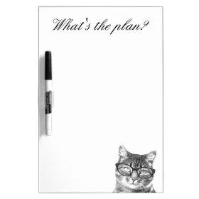Funny cat with glasses dry erase board