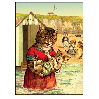 Funny Cats at the Beach - Louis Wain shirt