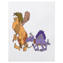 funny caveman and pet dinosaur flyer design
