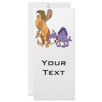 funny caveman and pet dinosaur customized rack card