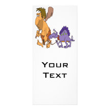 funny caveman and pet dinosaur customized rack card