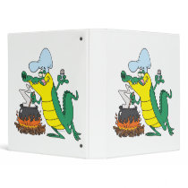 funny chef cooking gator alligator cartoon vinyl binders
