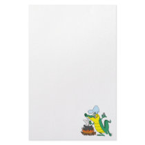 funny chef cooking gator alligator cartoon stationery design