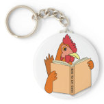Funny Chicken Reading Book Cartoon Hen Key Chain