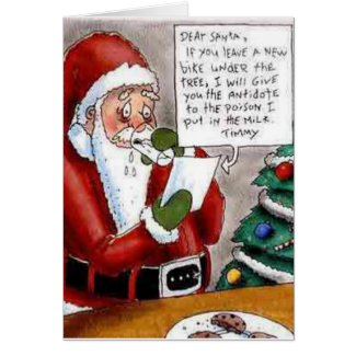 Funny Child Bribes Santa Christmas Card