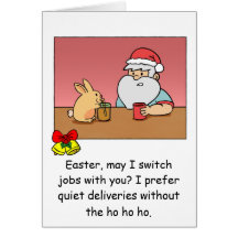 Funny Chirstmas Card: Santa changing jobs