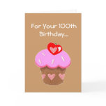 Funny Chocolate Cupcake 100th Birthday Card