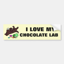 Funny Chocolate Labrador Cartoon Illustration Bumper Stickers
