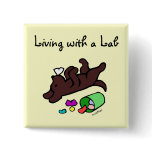 Funny Chocolate Labrador Cartoon Illustration Button
