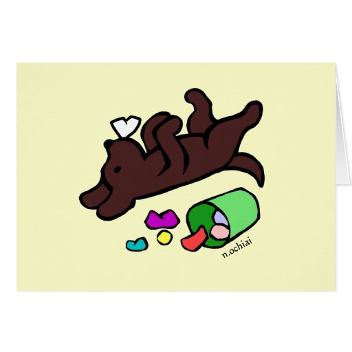 Funny Chocolate Labrador Cartoon Illustration Card | Zazzle