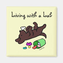 Funny Chocolate Labrador Cartoon Illustration Fridge Magnet