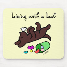 Funny Chocolate Labrador Cartoon Illustration Mouse Pad