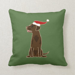 Funny Chocolate Labrador Retriever Christmas Art Throw Pillow