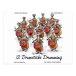 Funny Christmas 12 Drumsticks Drumming Gifts & Tee Postcard